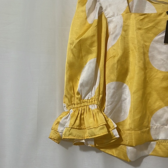 NWT Vero Moda Yellow White Polka Dot Crop Shirt - Picture 4 of 6